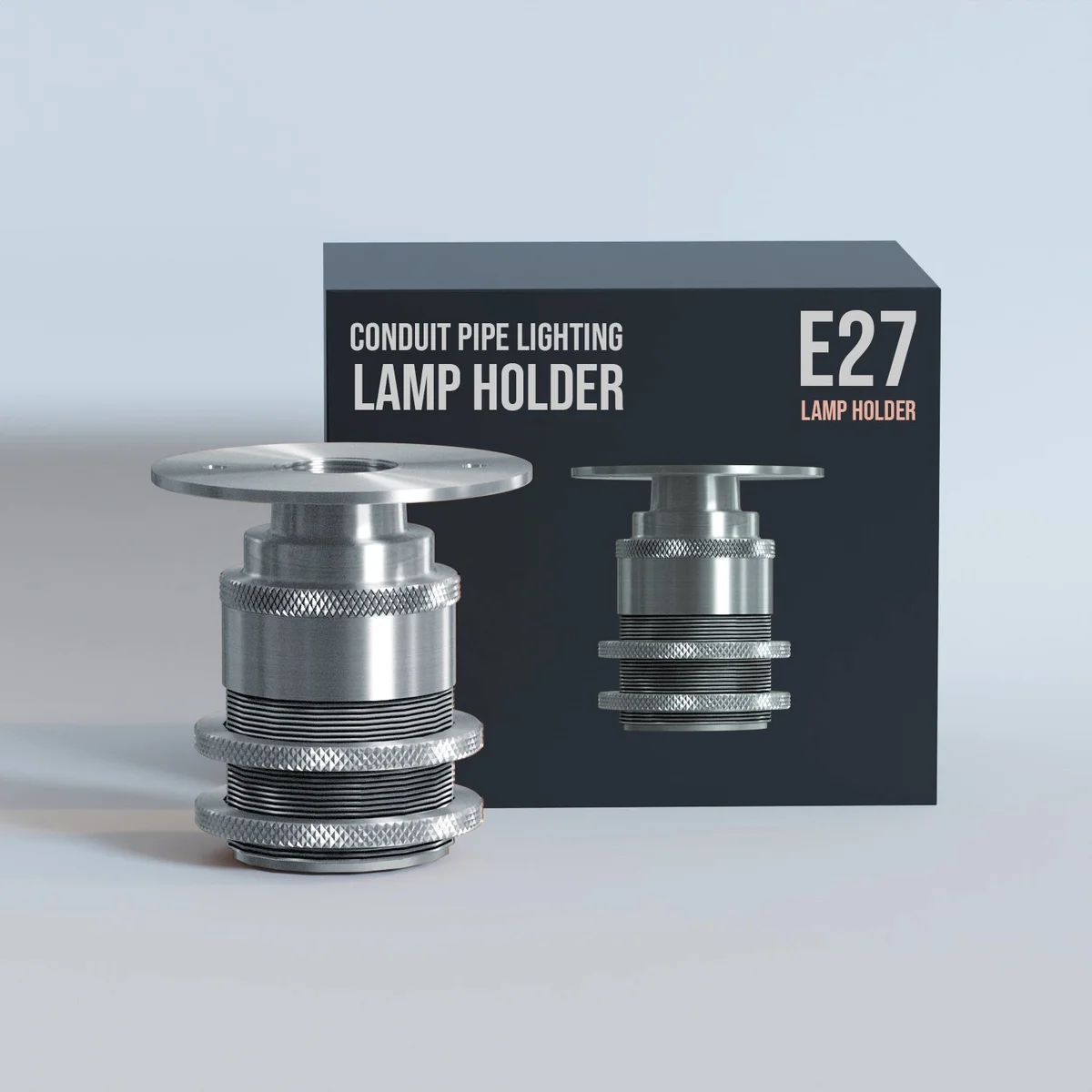 E27 ES bulb holder batten lamp fitting with ceramic thread and ceiling plate for indoor conduit lighting installation