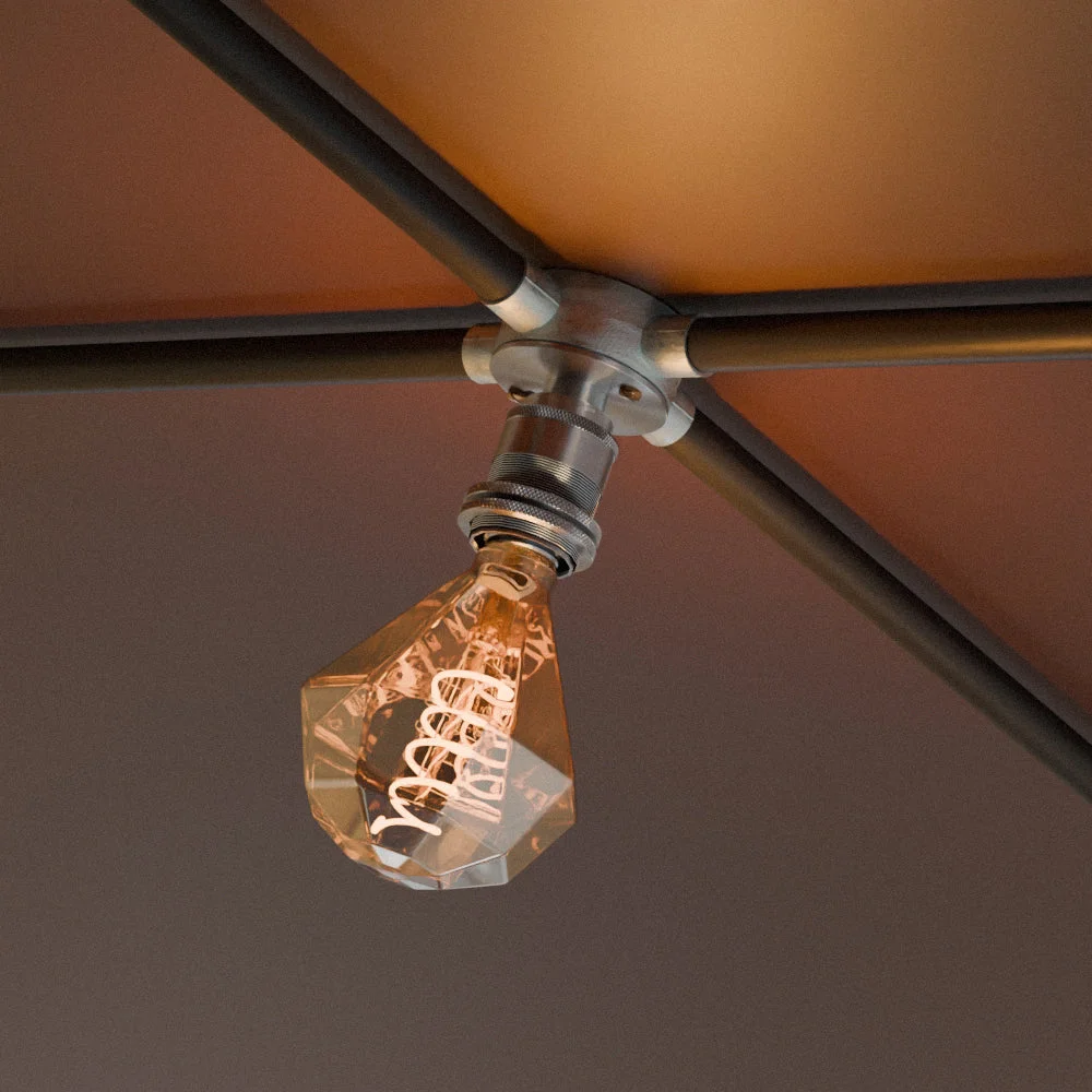 E27 bulb holder batten lamp fitting with ceramic thread and metal ceiling plate for conduit pipe installation