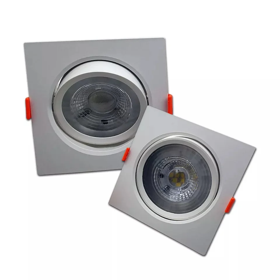 Modern ultra slim recessed LED ceiling spot light with adjustable tilt angle and cool white illumination, aluminum frame