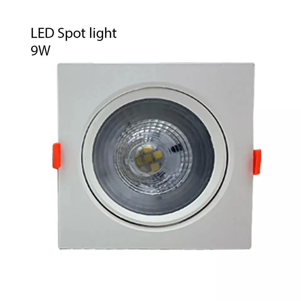 Modern ultra slim recessed ceiling spot light emitting cool white LED light with adjustable tilt angle in aluminium finish