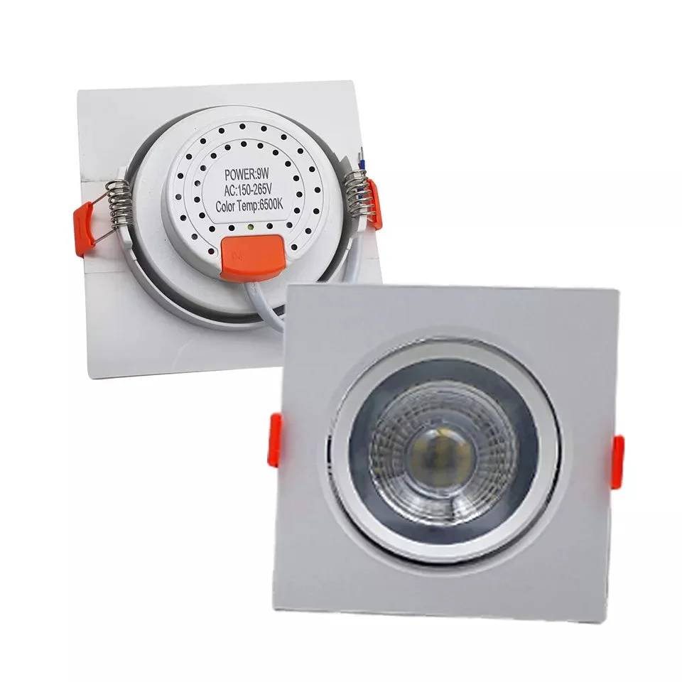 Modern ultra slim recessed LED tilt angle ceiling spot light installed, showcasing energy efficient LED spot in cool white light