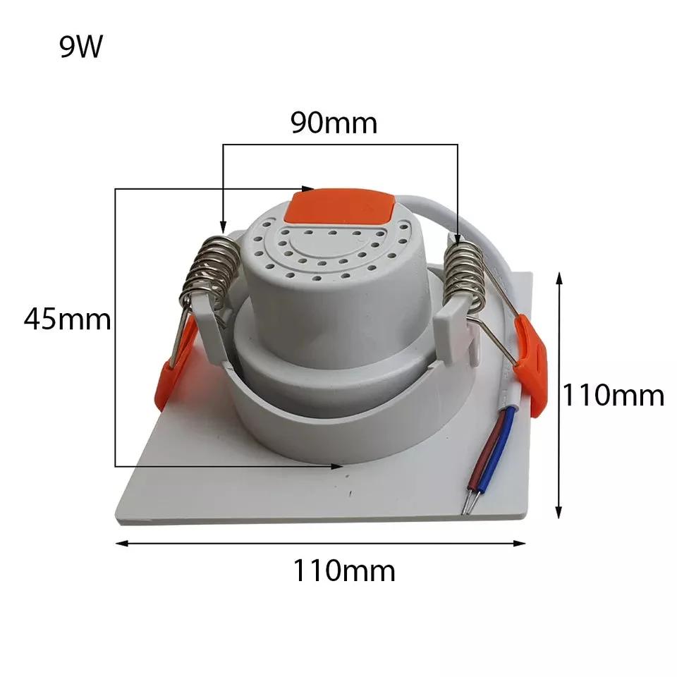 Modern ultra slim recessed LED ceiling spot light installed in a white ceiling, showing adjustable tilt angle feature