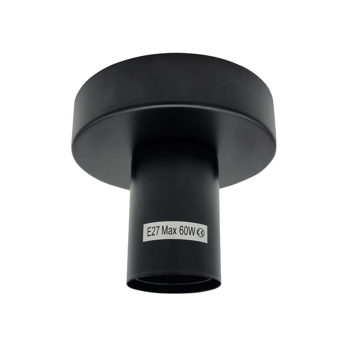 Vintage industrial metal E27 ceiling light holder flush-mounted with round ceiling rose, 4.5cm by 8cm holder size