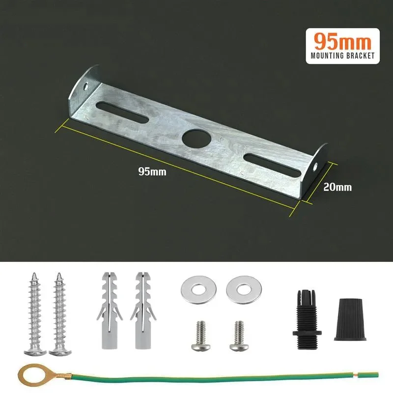 Silver 95mm metal ceiling rose bracket with mounting hardware including screws and wall plugs for light fixtures