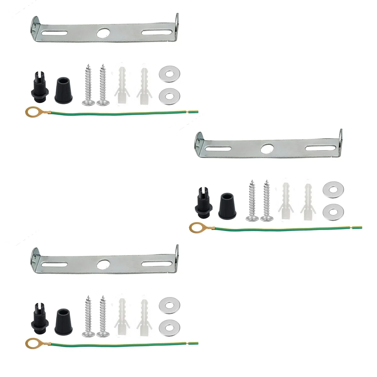 Silver 95mm metal ceiling rose bracket with mounting hardware including screws, nuts, and wall plugs for light fixtures