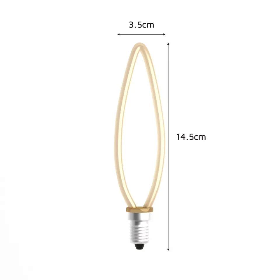 Vintage LED light bulb with Edison screw fitting glowing warm yellow light on a dark background