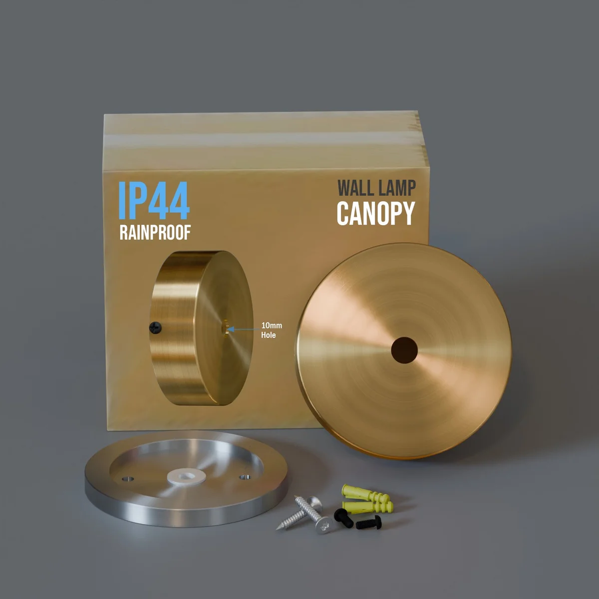 80mm industrial style metal ceiling rose with single outlet, rainproof and weather-resistant for outdoor use