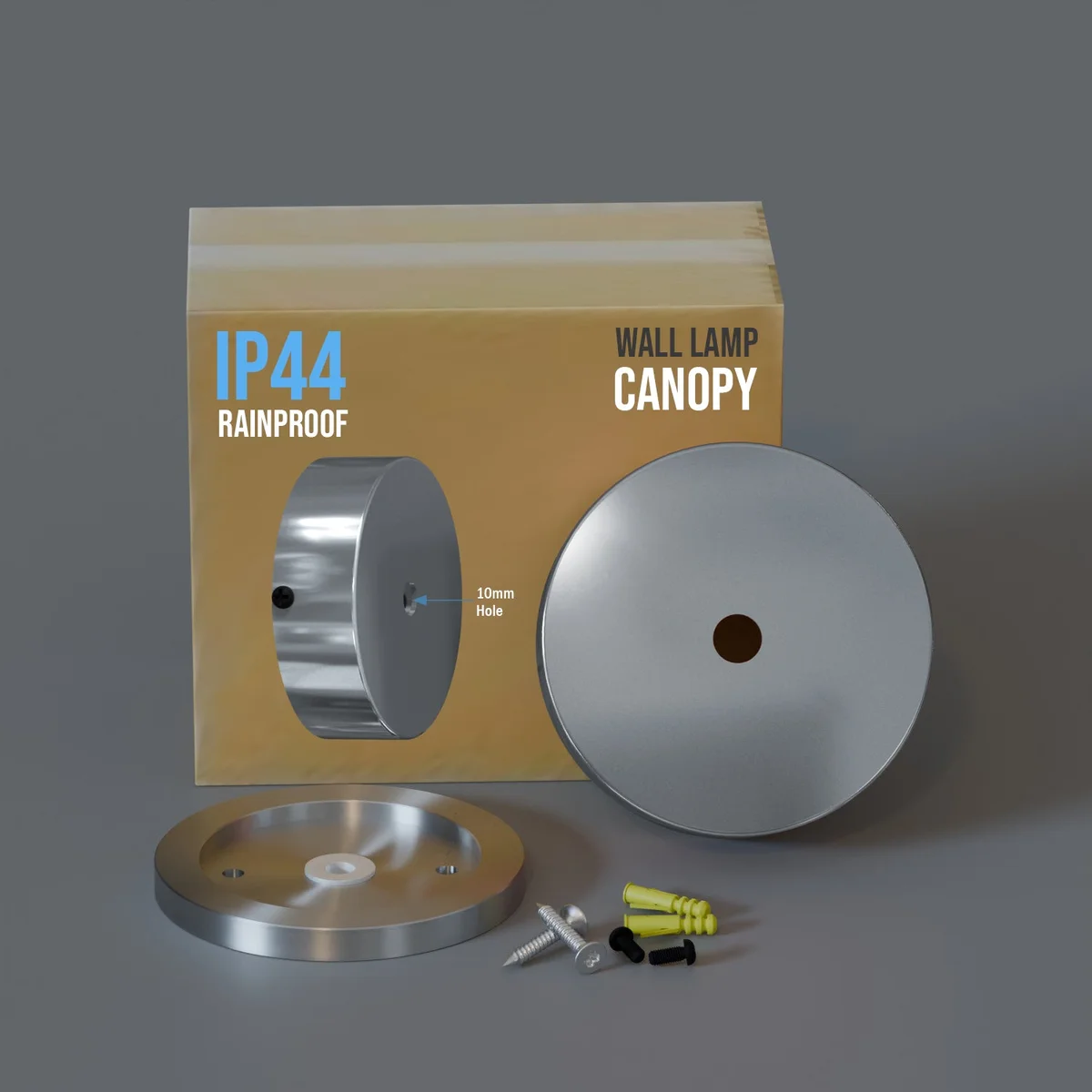 80mm metal weather-resistant ceiling rose with single outlet, industrial design for outdoor and semi-outdoor use