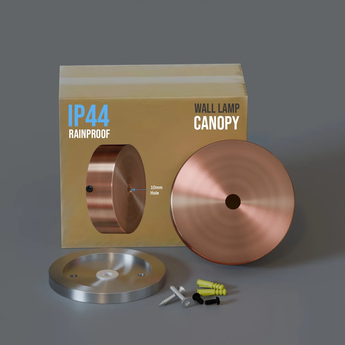 80mm metal rainproof hardwired ceiling rose in industrial style for outdoor use with single outlet and fitting accessories