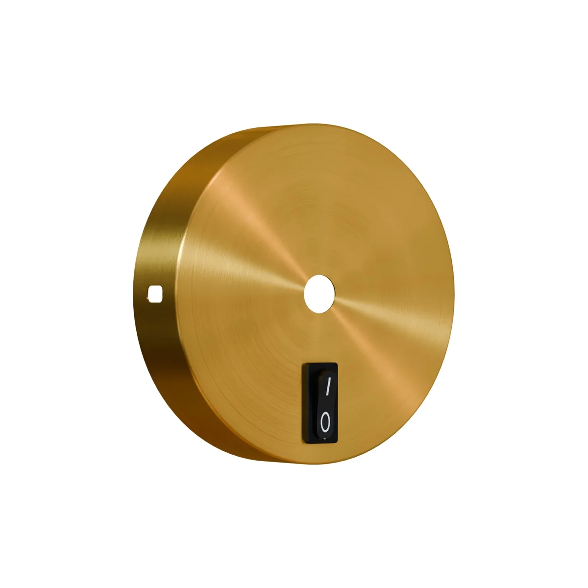 Metal retro ceiling rose with integrated switch and cable hook hole for easy light fixture installation indoors