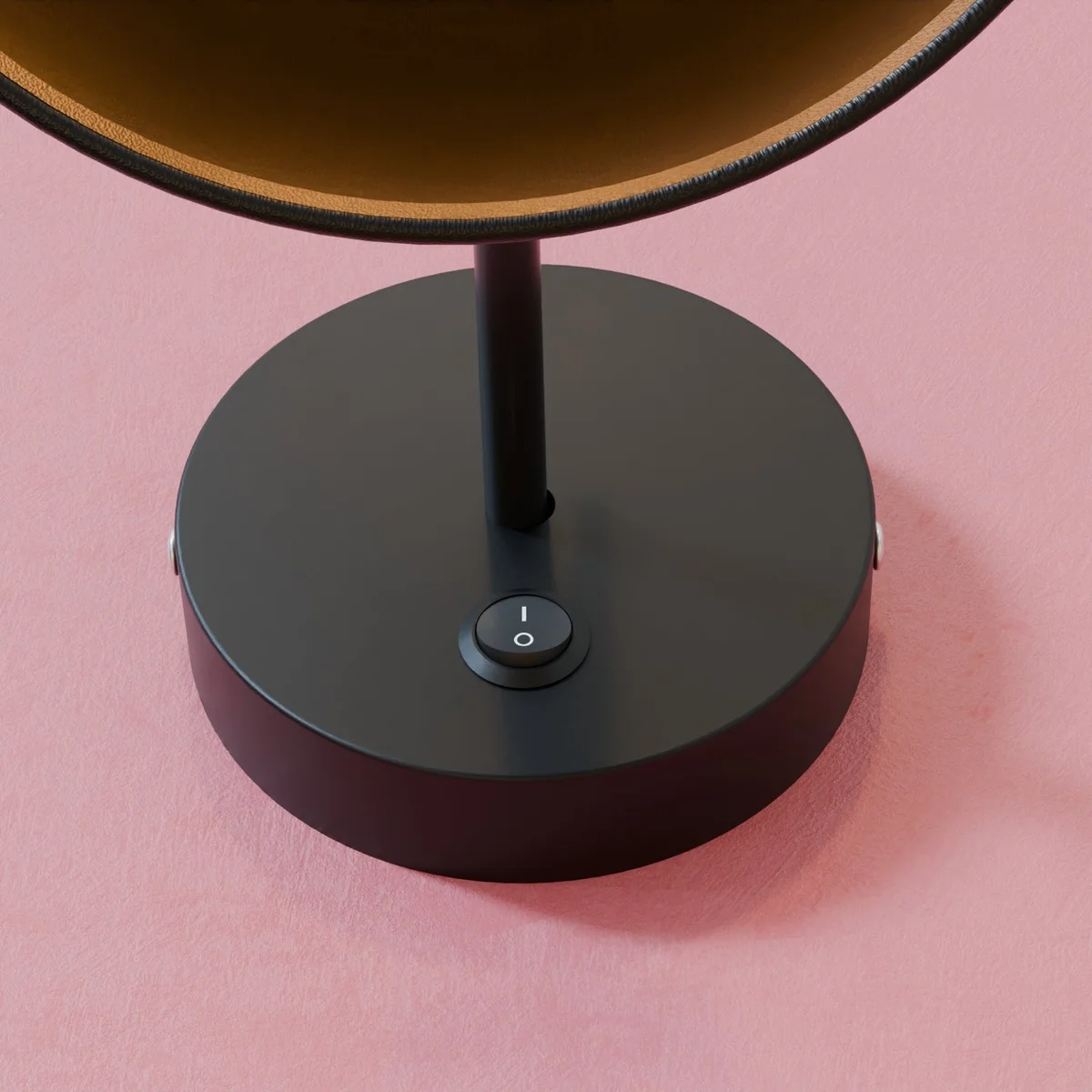 Switched ceiling rose in metal with integrated switch and cable hook hole for easy indoor wall light installation