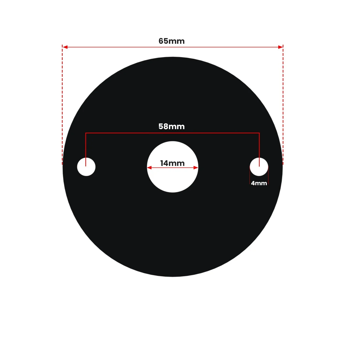 Matte black metal switch fitting cover with 14mm center hole for 20mm conduit, shown on white background