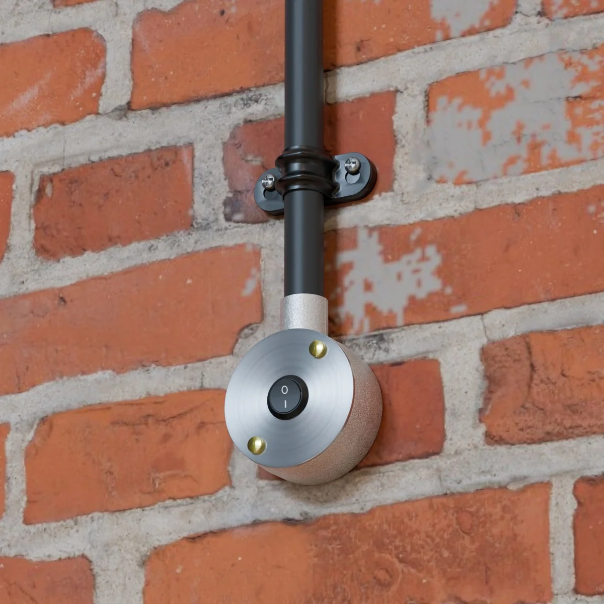 Matte black metal conduit box lid with 14mm center hole and 4mm side hole for 20mm conduit fittings