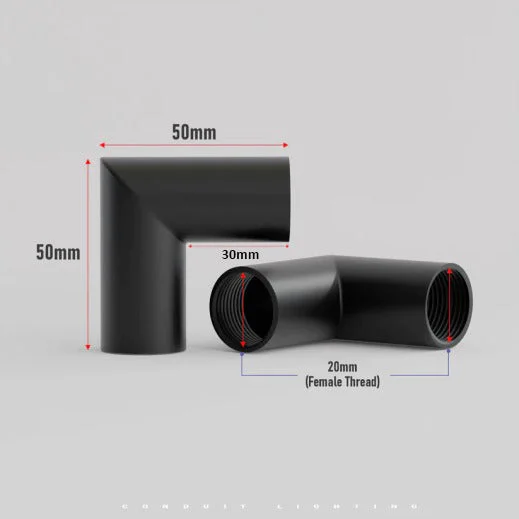 Metal conduit pipe connectors including L connector, T connector, saddle mount, and nipple for 20mm conduit systems