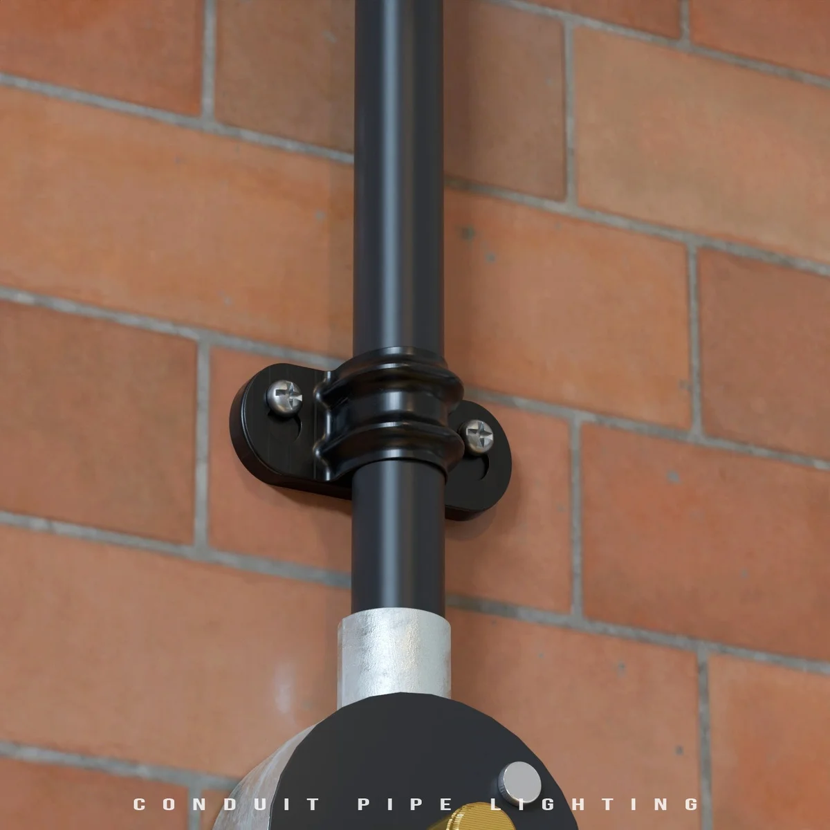 Black and silver 20mm conduit pipe saddle metal distance clip for securing pipes, 55mm base length, 30mm height arch