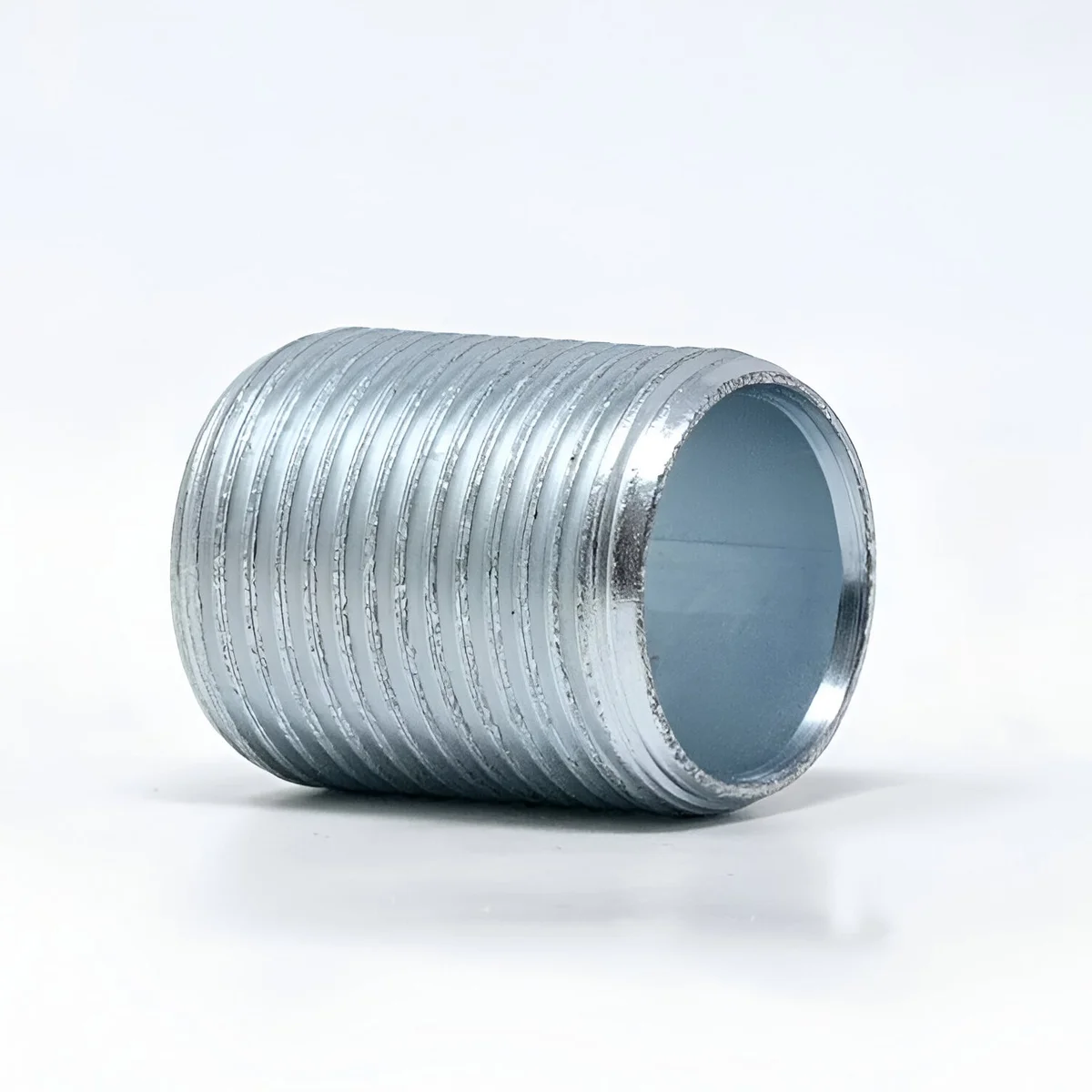 20mm galvanized steel threaded conduit nipple with full threading and corrosion-resistant finish on white background