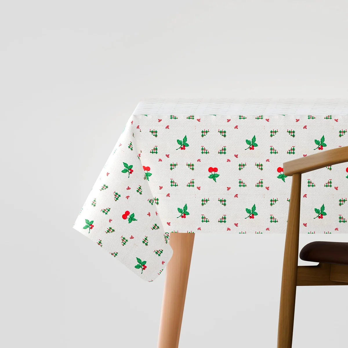 Square 150cm x 150cm modern tablecloth in light grey polyester fabric, displayed flat on a white surface