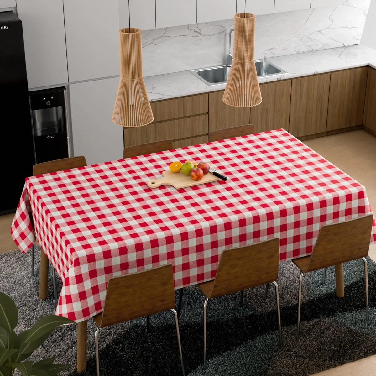 Square 150cm x 150cm modern washable tablecloth in light color, ideal for indoor and outdoor use at events