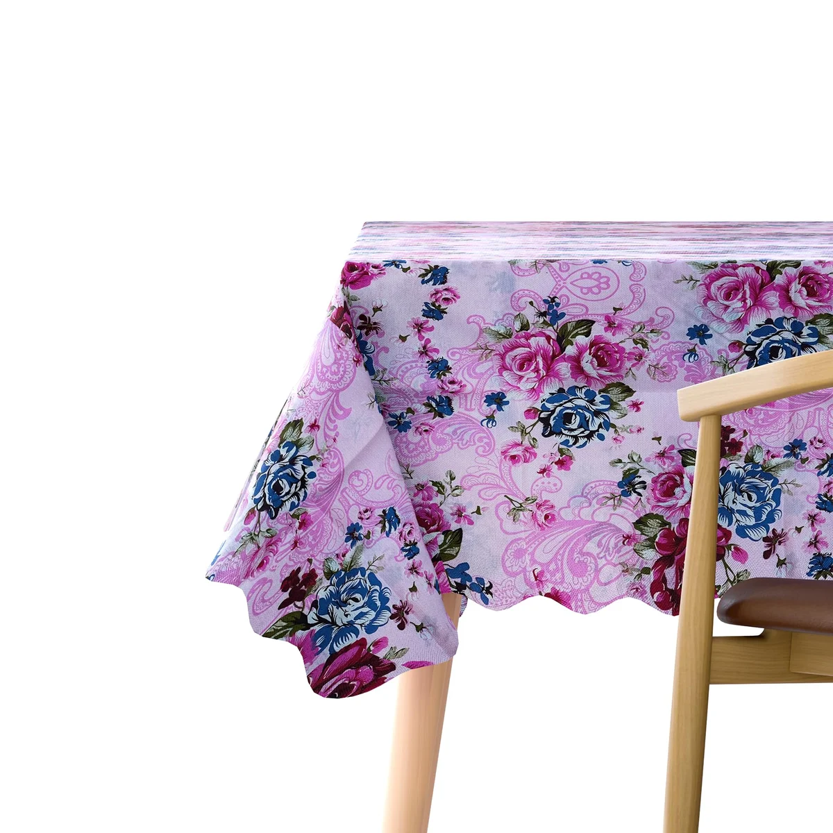 Modern rectangular polyester tablecloth indoor outdoor in 150x110cm size with a printed design on a table setting