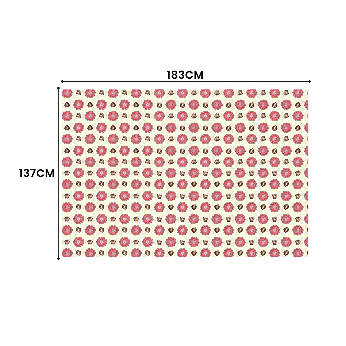 Rectangular 137x183 cm oil resistant tablecloth in modern polyester fabric, shown spread on a dining table