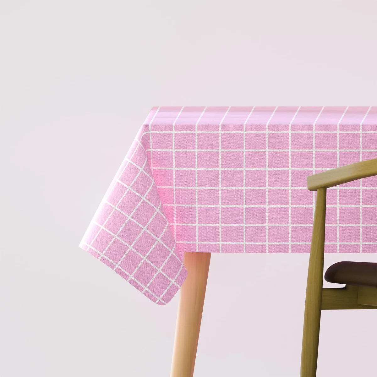 Rectangular polyester tablecloth washable in modern style, measuring 137x183 cm, shown on a dining table setting