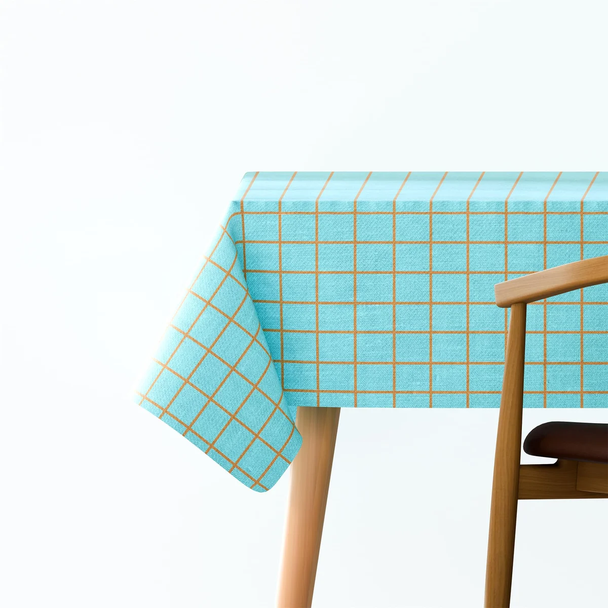 Rectangular polyester tablecloth washable in modern style, measuring 137x183 cm, shown laid flat with smooth texture