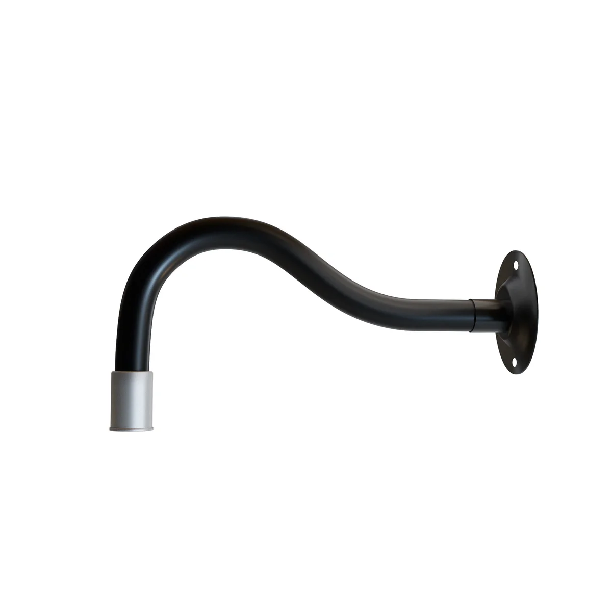 Modern indoor wall mounted lamp with flexible metal gooseneck and cool white LED light, shown installed on a wall