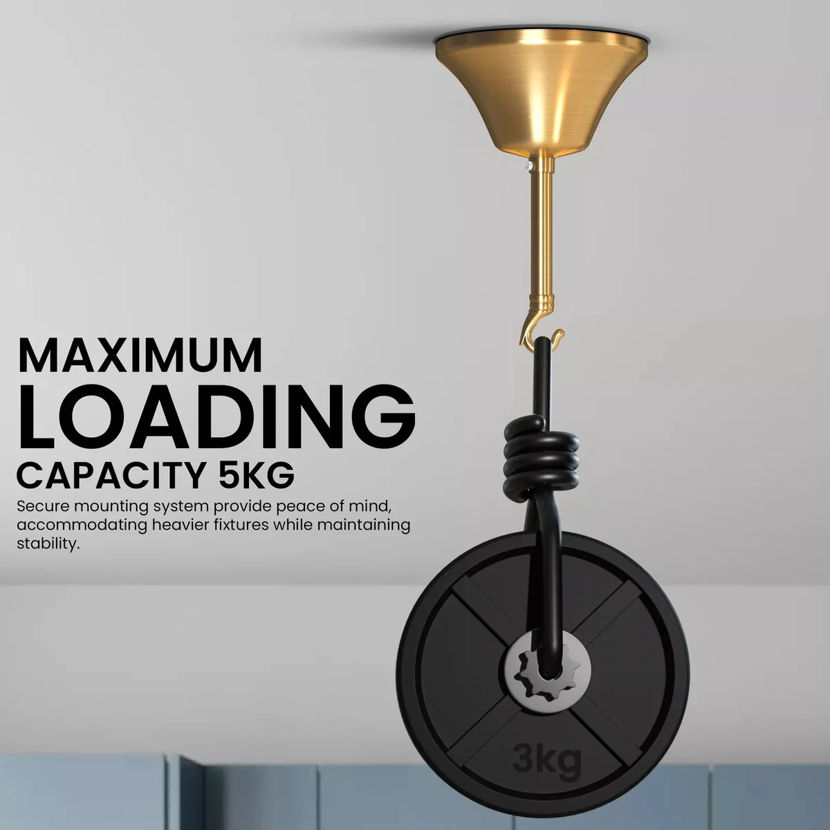 Metal 100mm indoor ceiling light rose with mounting hook and screws, suitable for pendant lights and chandeliers installation