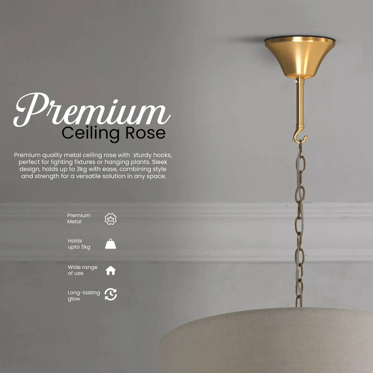 100mm metal easy install ceiling rose with mounting hook and accessories for pendant lights and chandeliers