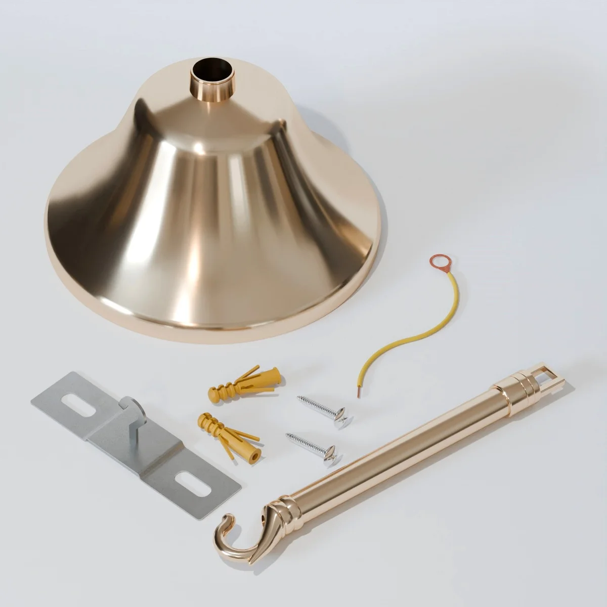 Metal ceiling rose with sturdy hook and mounting accessories for secure indoor light fitting installation