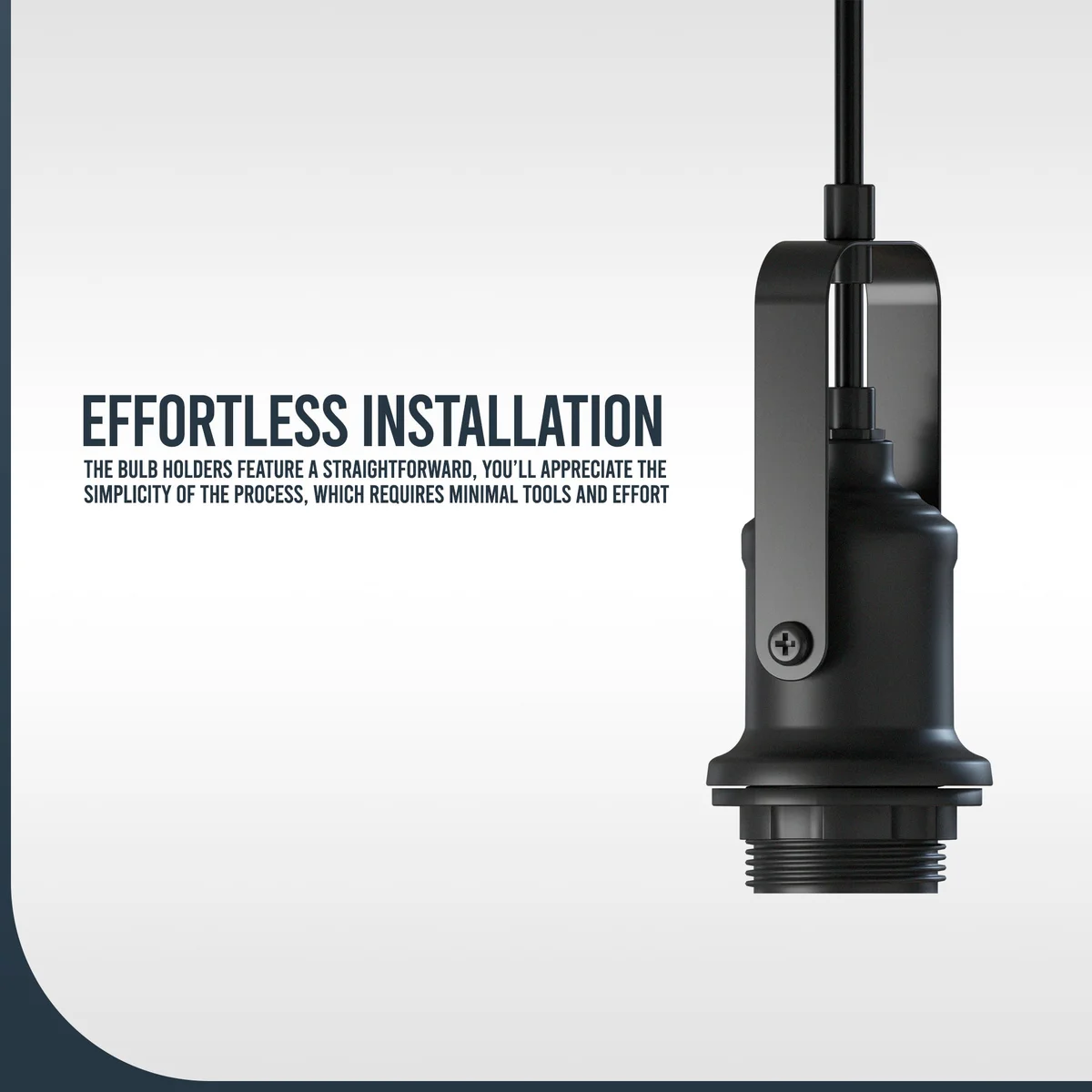 Black adjustable pendant light holder with metal base and braided cable, designed for ceiling mounting and E27 bulbs