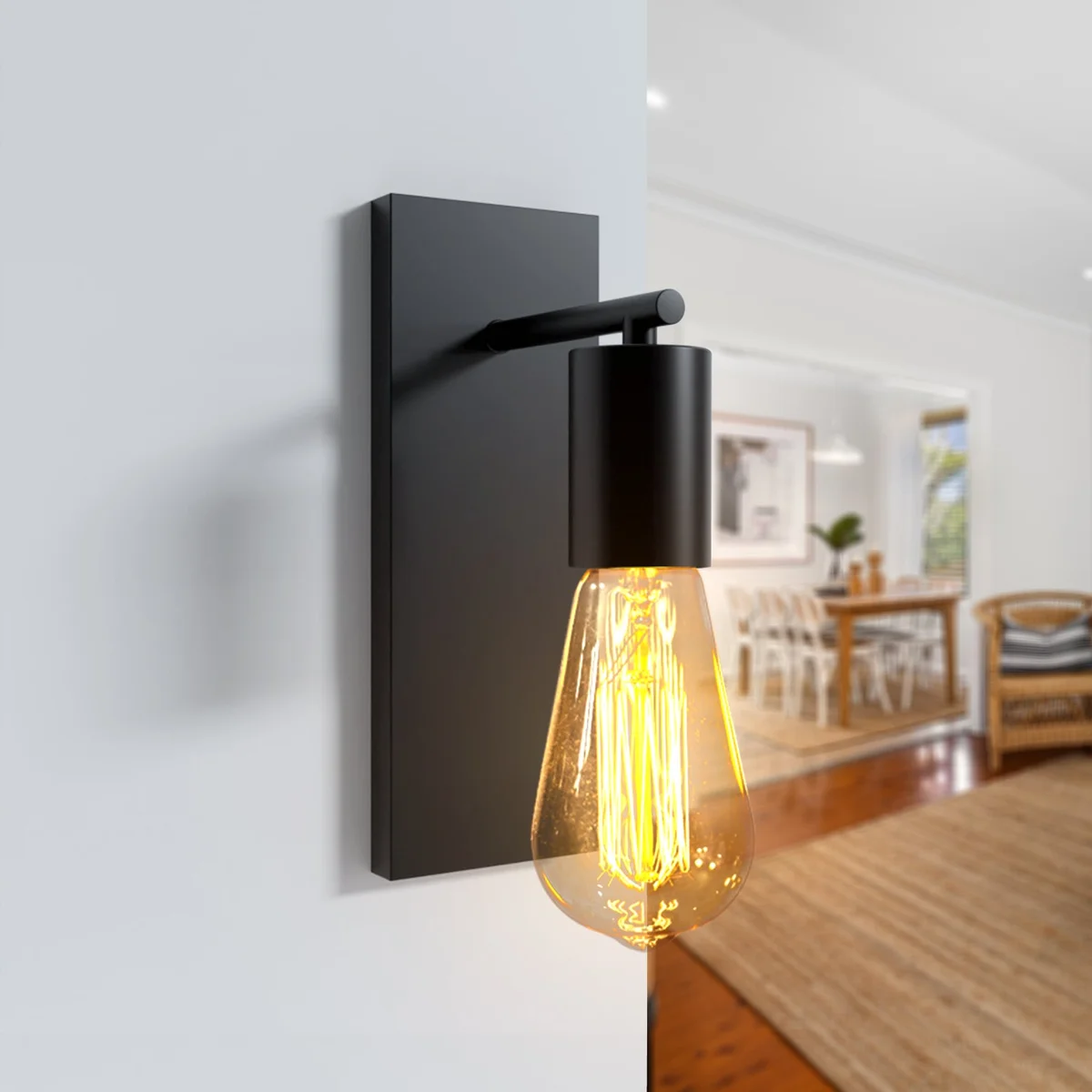 Rectangular modern ceiling rose metal plate with mounting holes and backplane for wall or ceiling installation