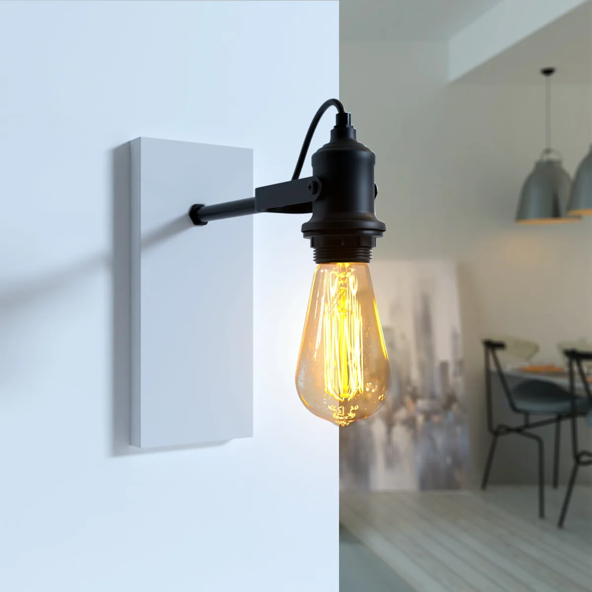 Rectangular metal ceiling rose wall mount plate with mounting holes, designed for indoor ceiling fixture installation