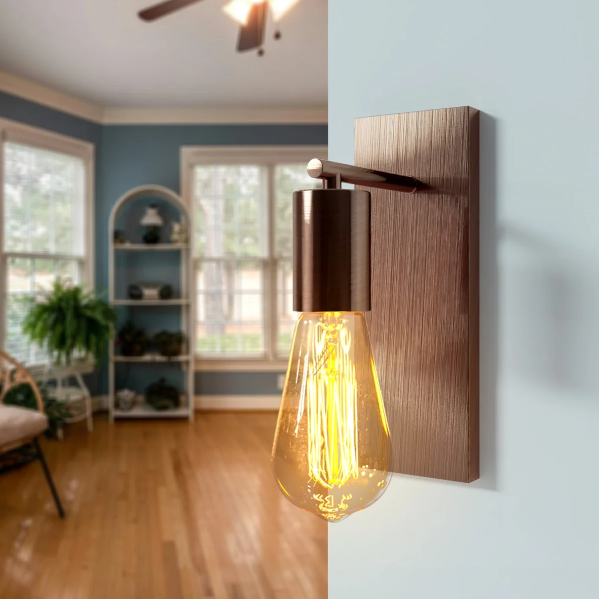 Rectangular metal ceiling rose wall mount plate with mounting holes and sturdy backplane in modern industrial style