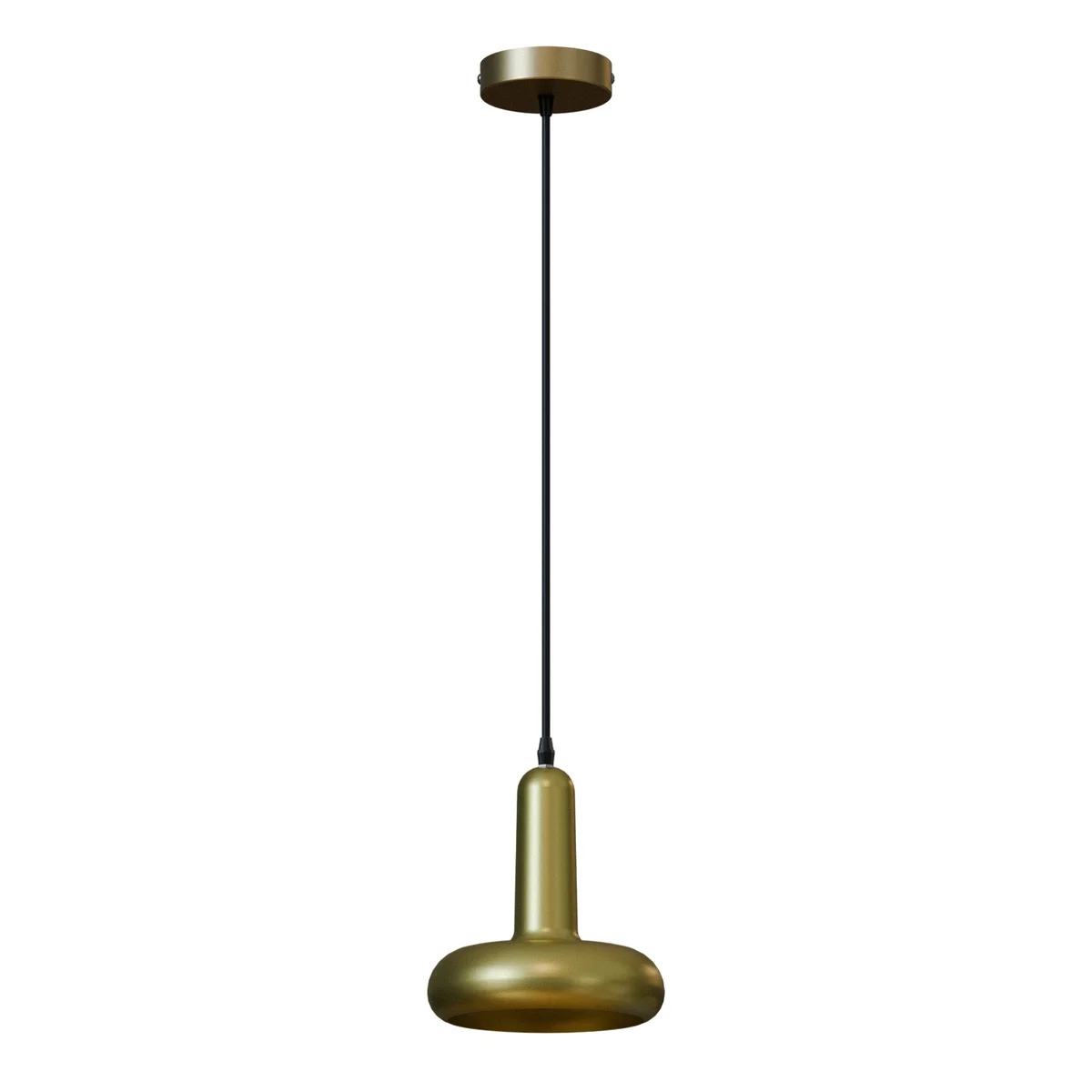 Modern black adjustable pendant light with mushroom-shaped metal shade and 95cm flexible PVC cable hanging from ceiling