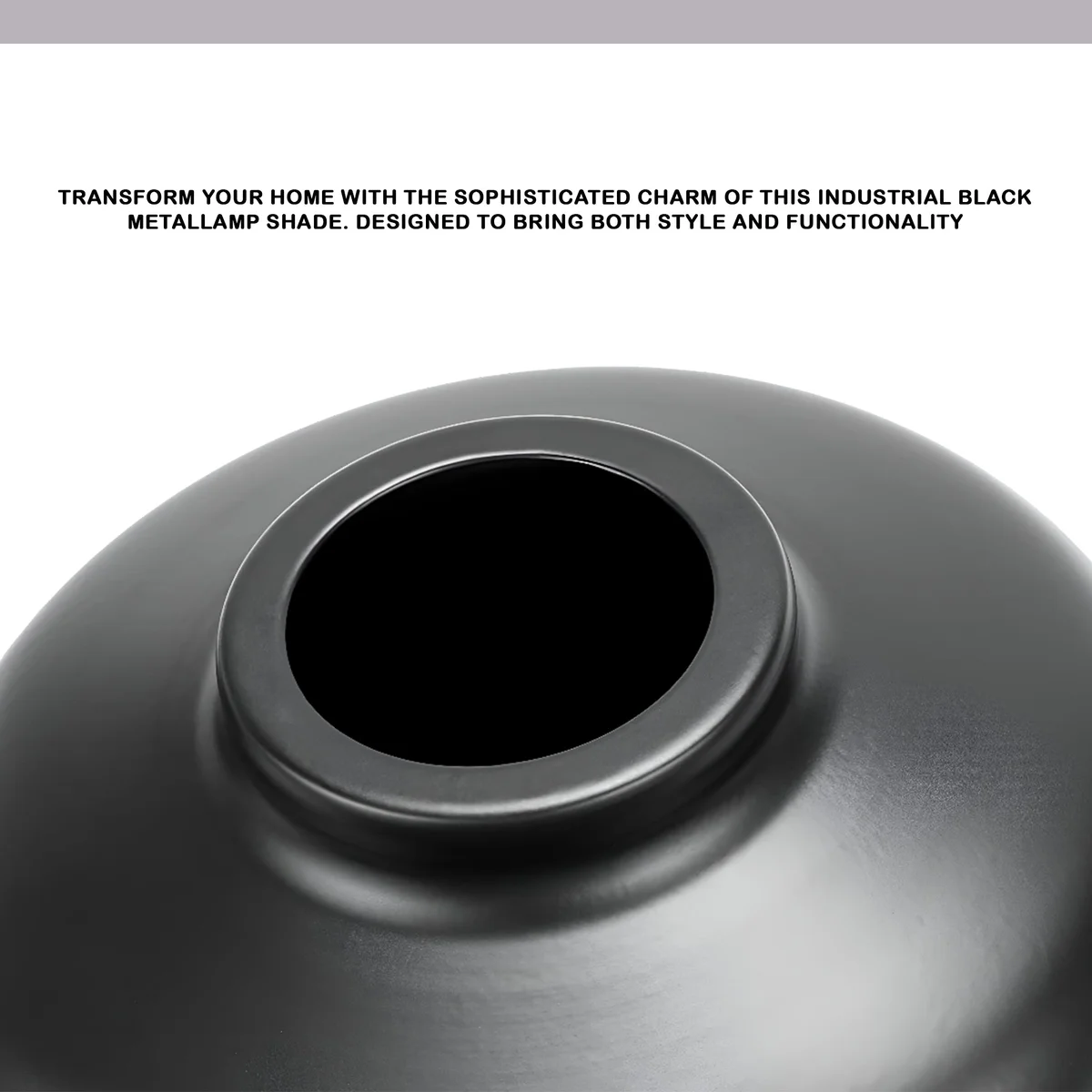 Black metal dome industrial style lampshade with gold interior shown from side angle, easy fit for pendant lights