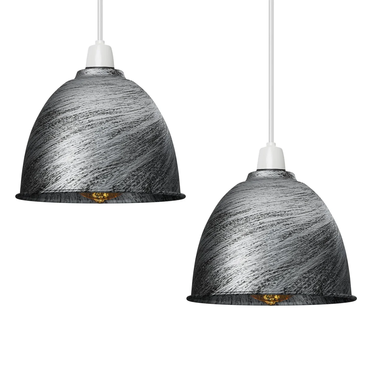 Black metal dome lampshade with gold interior shown from side angle, highlighting easy fit design and vintage style