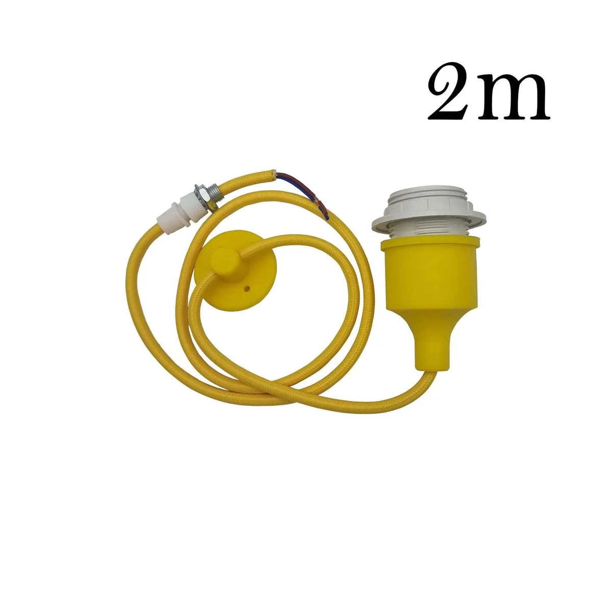 Adjustable pendant light holder with 2M black PVC cable and assembled clip for hanging E27 bulb indoors