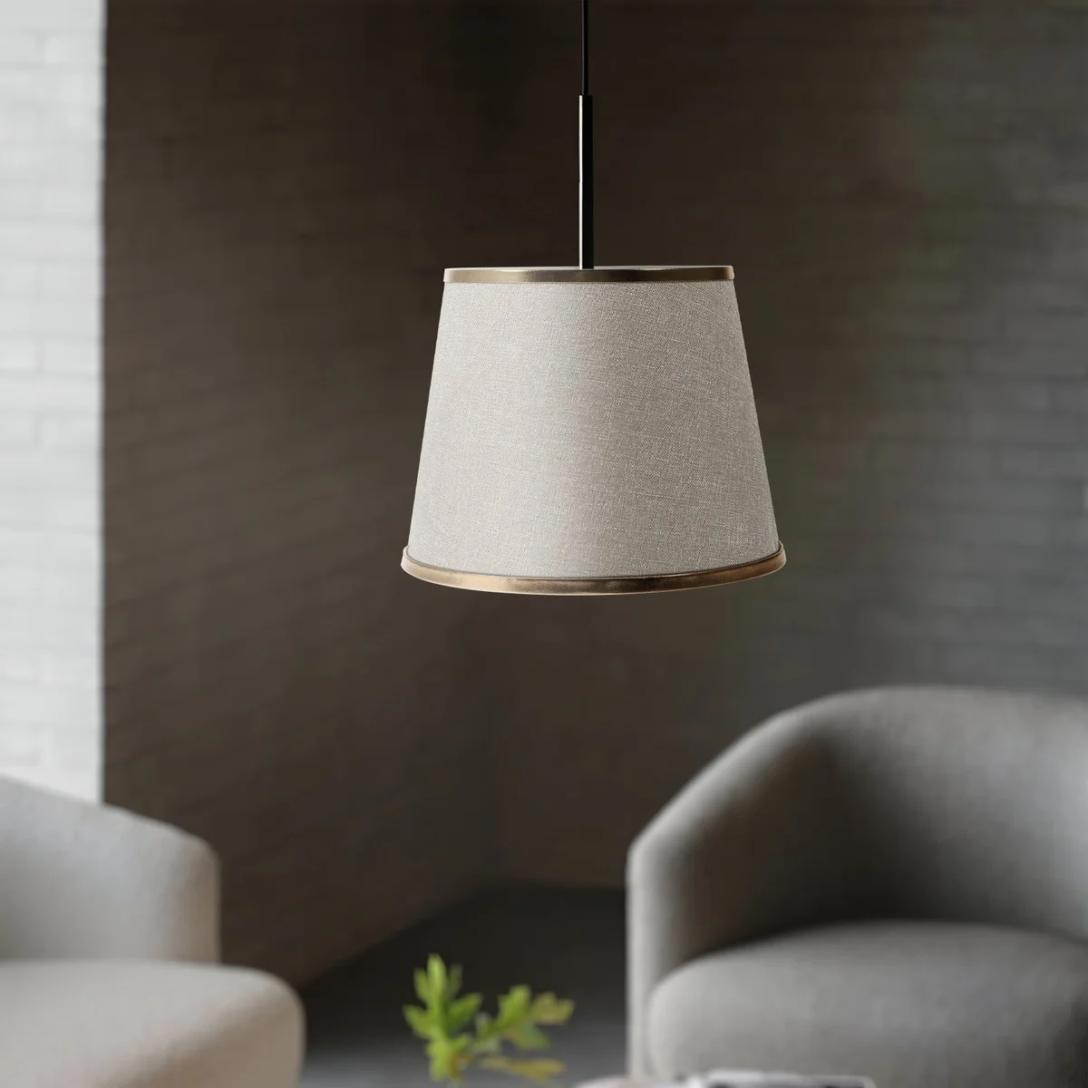 Modern linen coolie shape ceiling lampshade in beige with E27 base lampshade, 30cm wide and 22cm high, indoor use