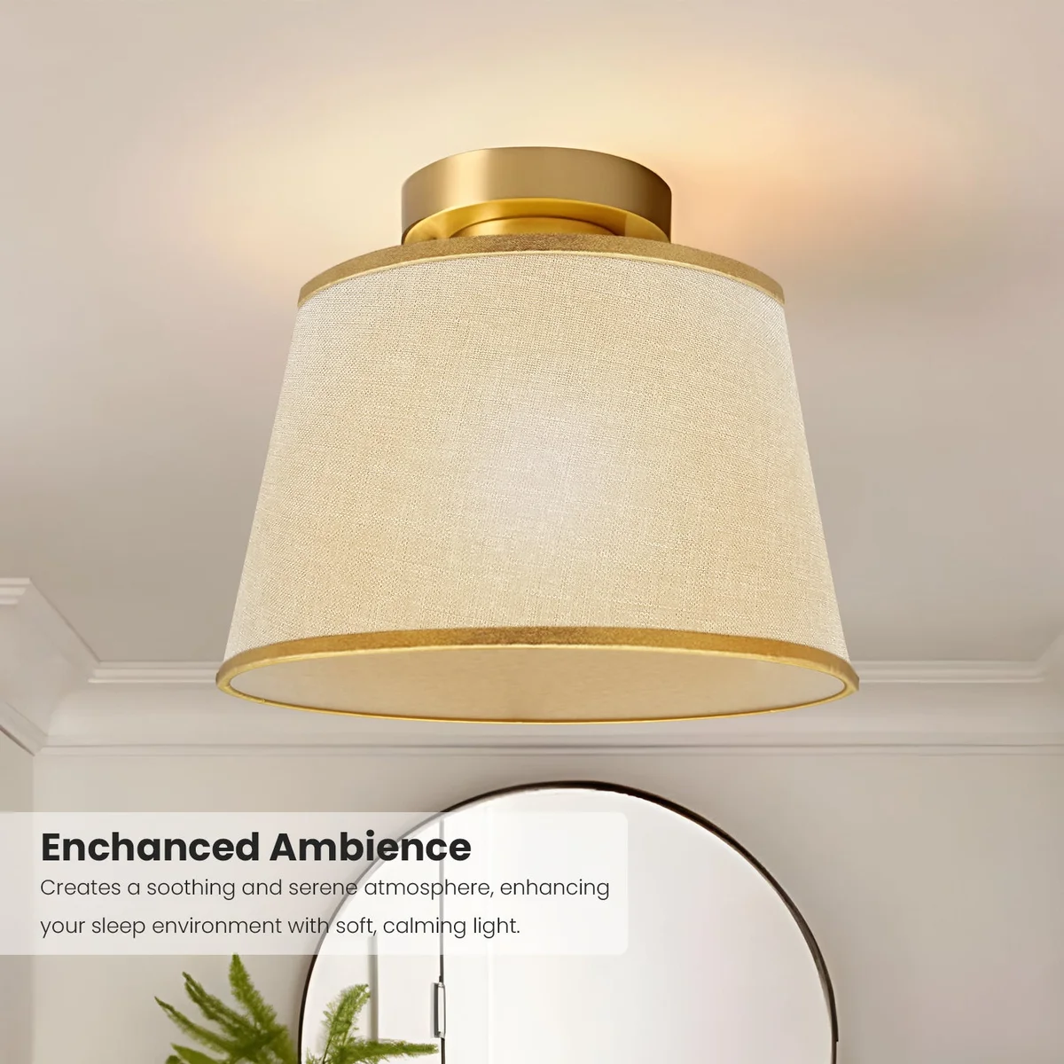 Modern linen coolie shape indoor ceiling lampshade in beige with plastic lining, 30cm wide, 22cm high, E27 base compatible