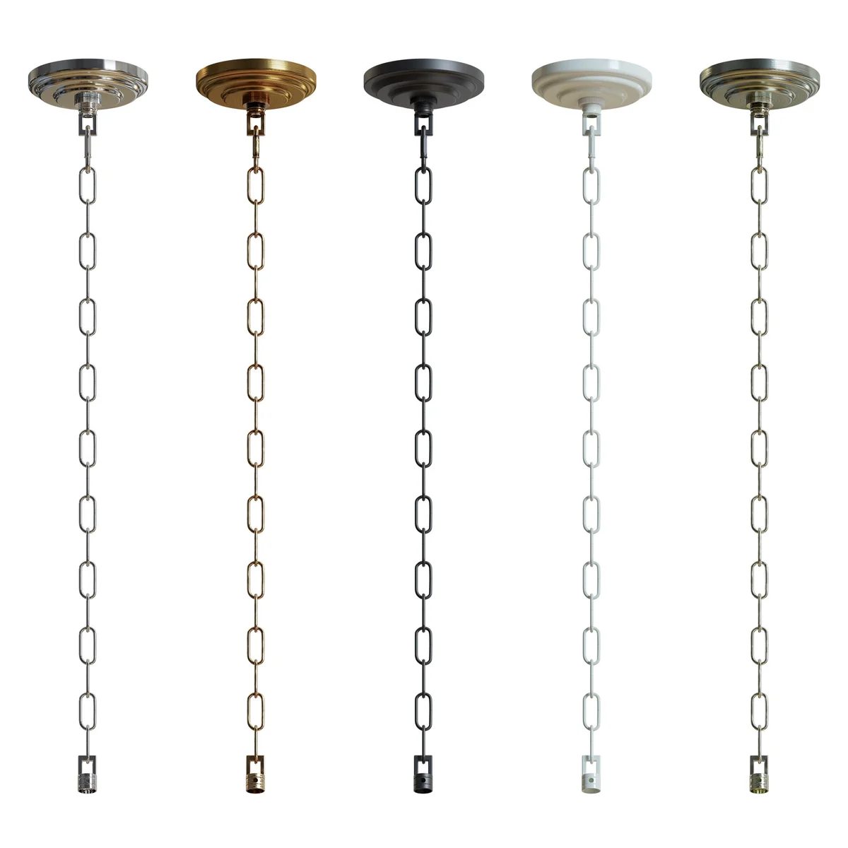 Metal hanging chain ceiling rose with sturdy 80cm metal chain and hook plate for indoor pendant light fixtures installation