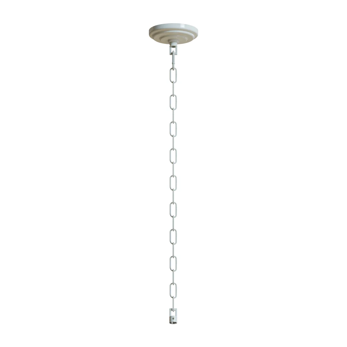 Metal hanging chain ceiling rose with detachable links and heavy-duty hook plate for indoor ceiling light fixtures