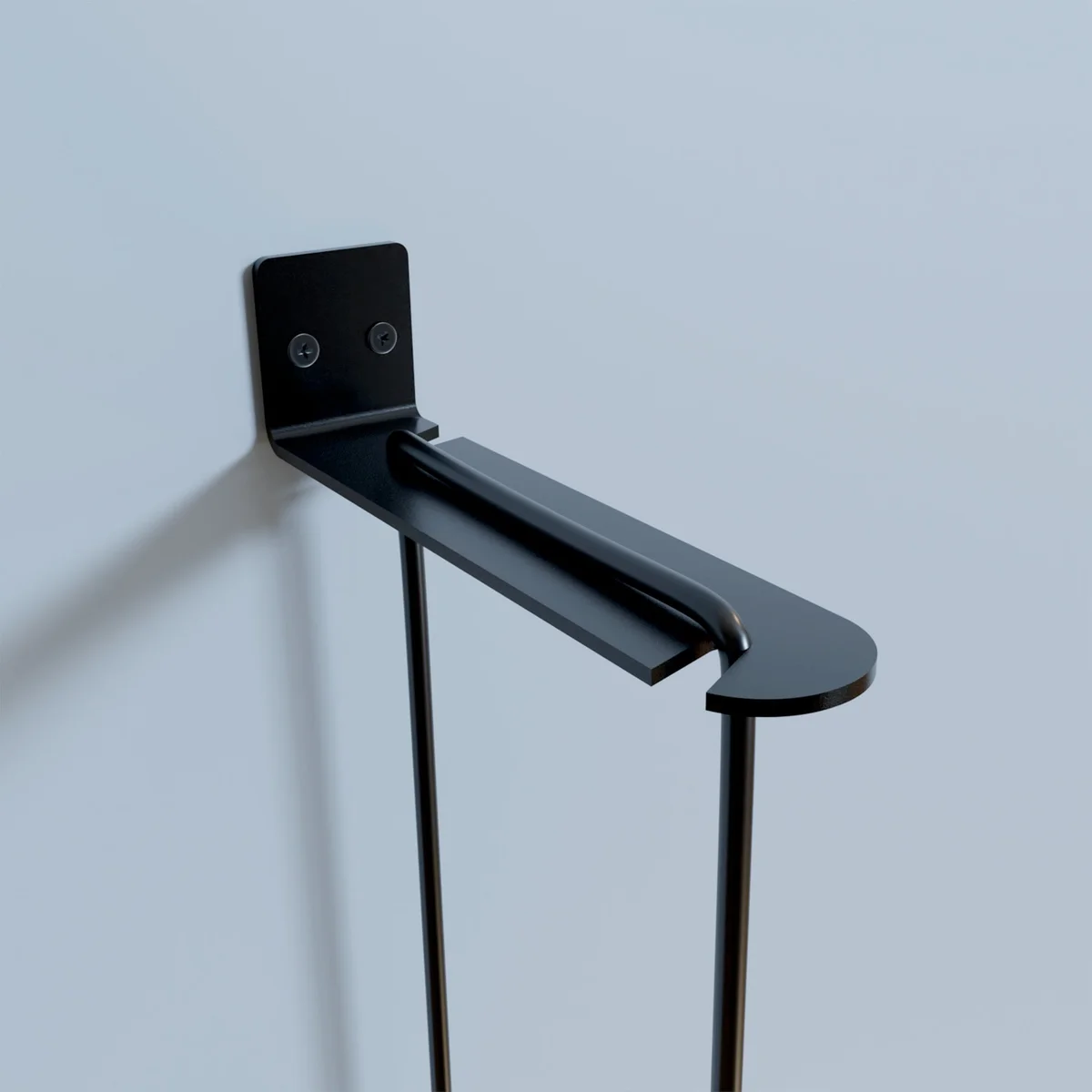 Black metal wall sconce mounting bracket with adjustable arms and multiple screw holes for secure wall attachment