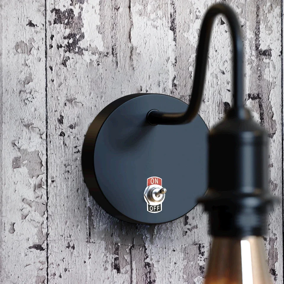 Metal hardwired ceiling rose with toggle ON/OFF switch, vintage style, smudge-resistant finish, indoor use only