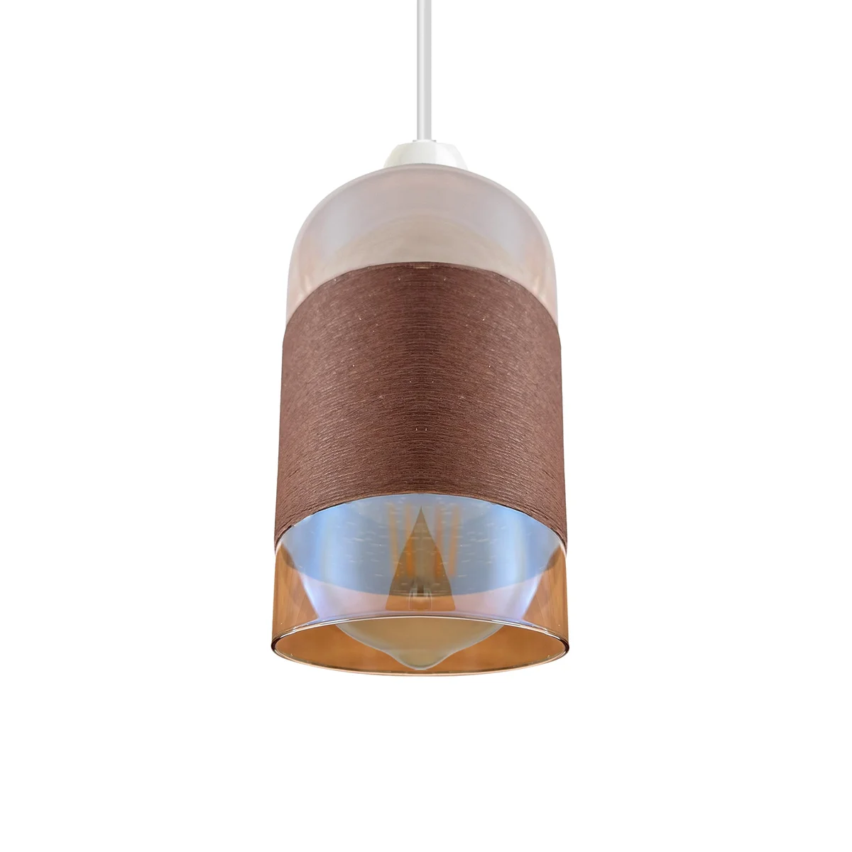Modern floral glass lampshade with chrome finish and textured brown details, compatible with E27 and B22 fittings
