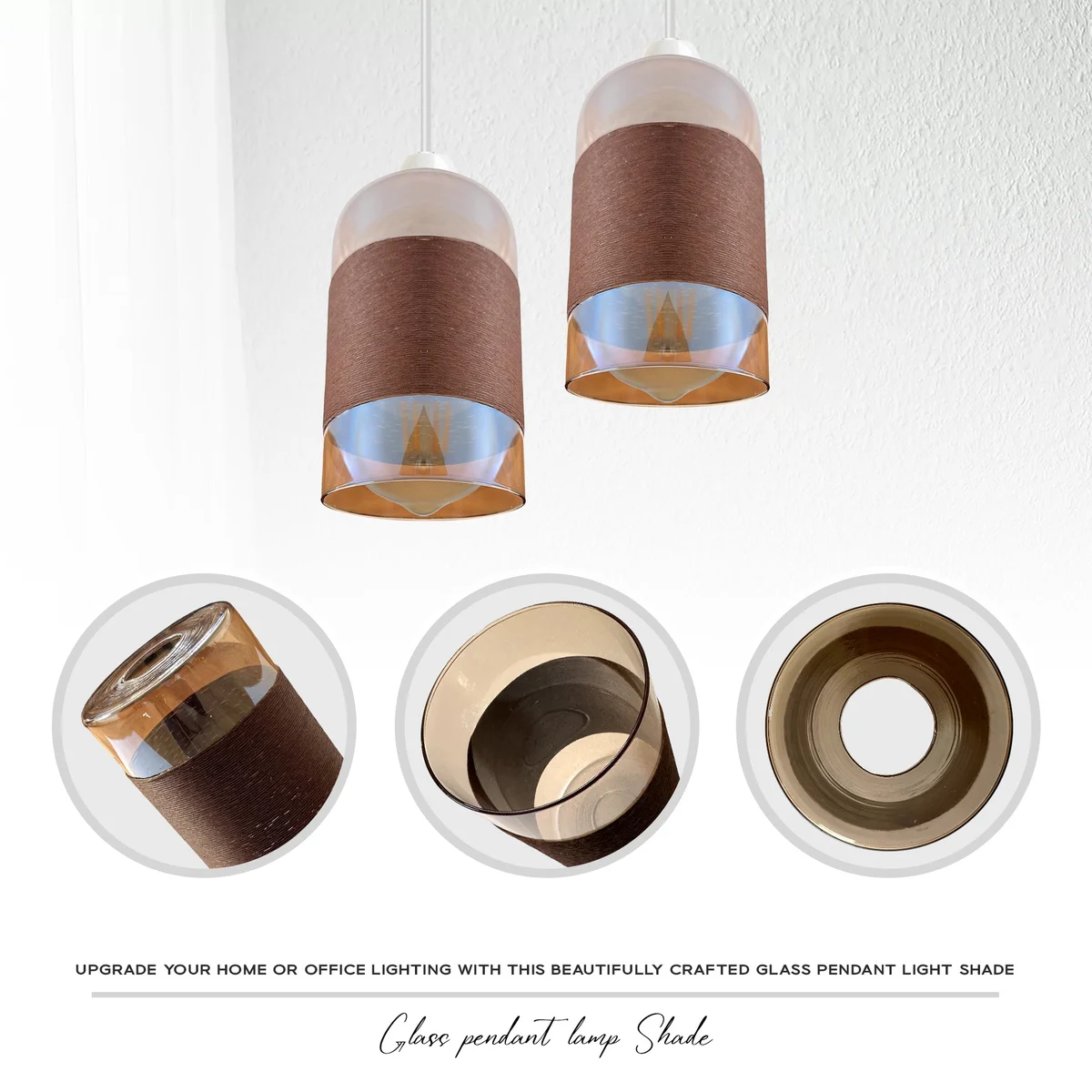 Floral glass lampshade with chrome finish and universal reducer ring for easy fit lampshade installation, modern design