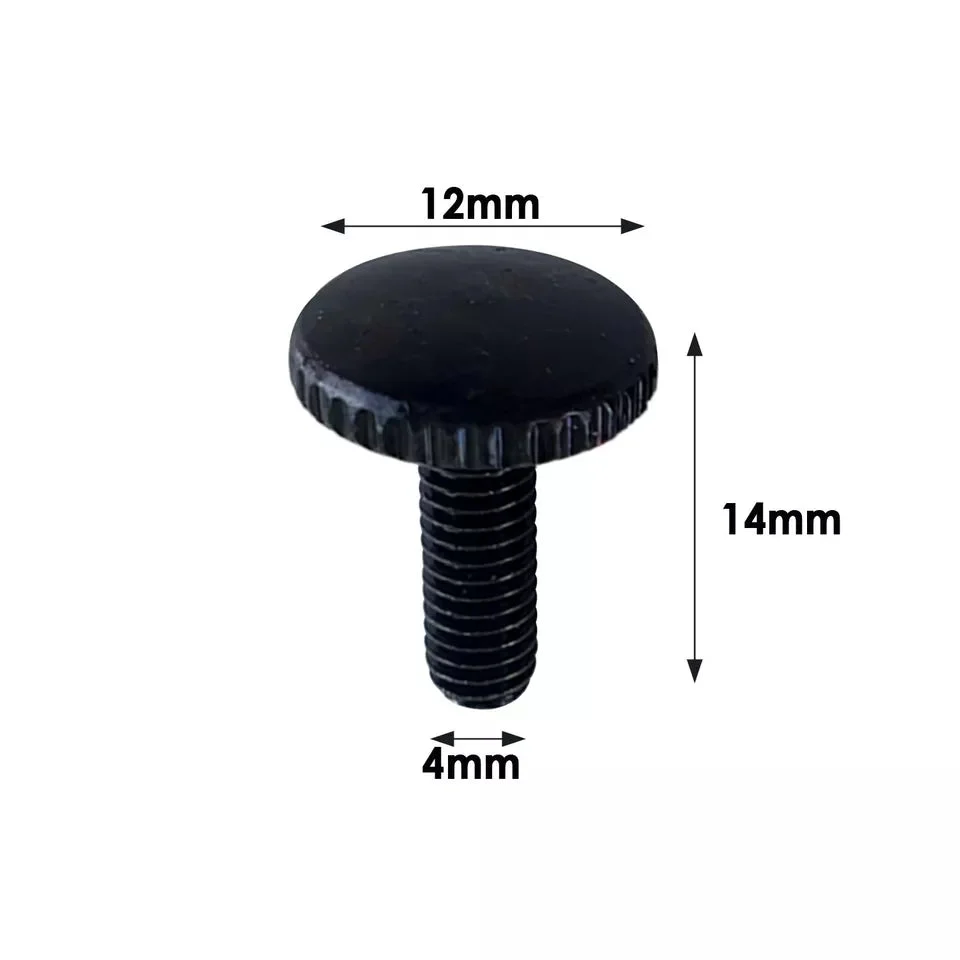 Three metal M4 x 12mm screws with pan round heads arranged side by side on a white background
