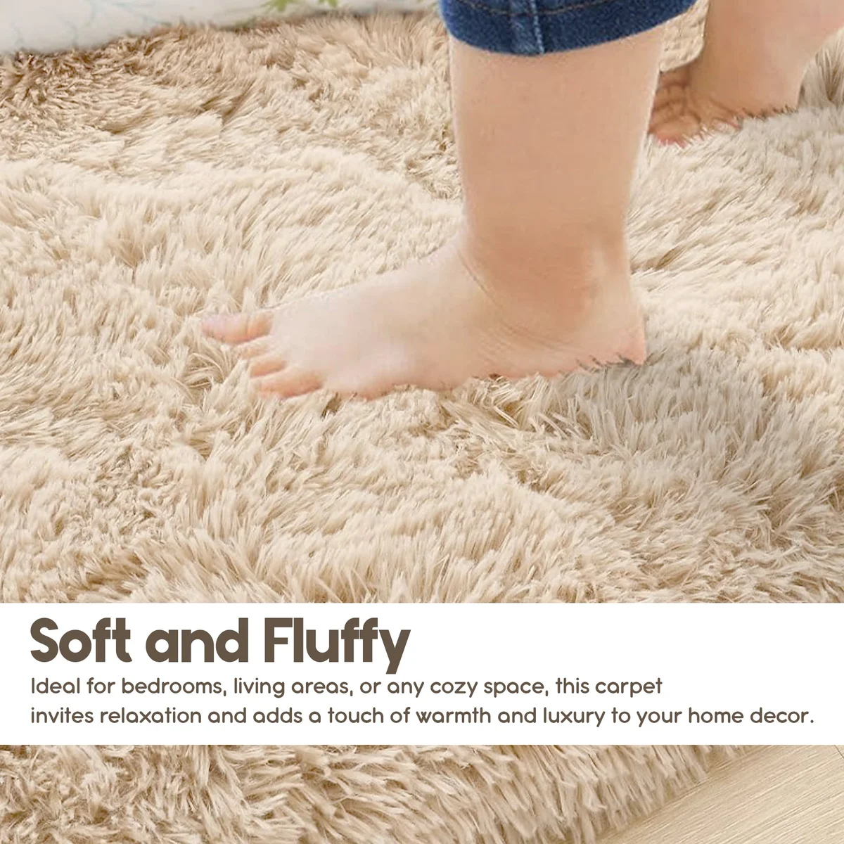 Rectangular 80x50cm ultra-soft microfiber doormat with fluffy texture and anti-slip backing on wooden floor indoors