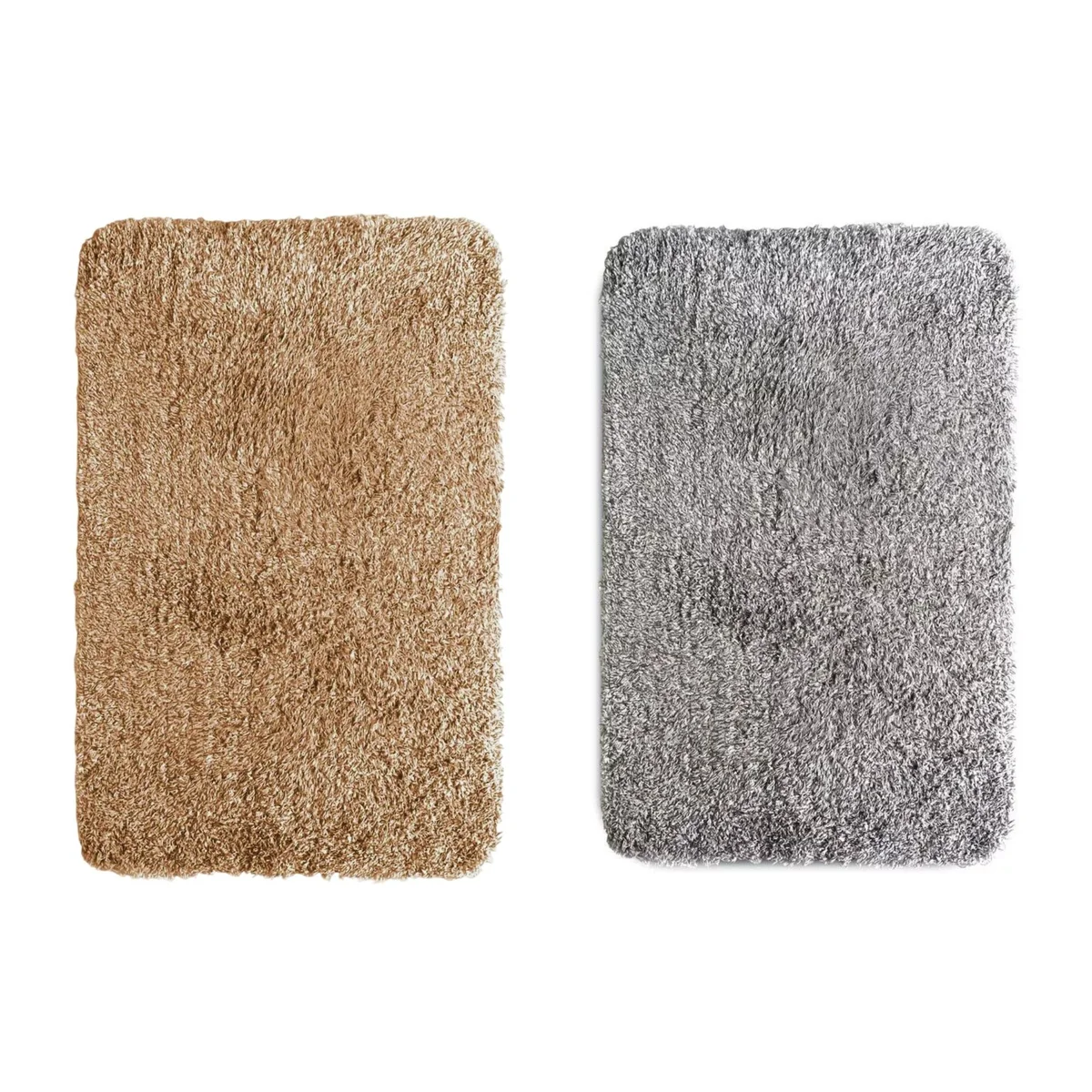 Rectangular grey microfiber doormat with fluffy texture and anti-slip backing on wooden floor indoors