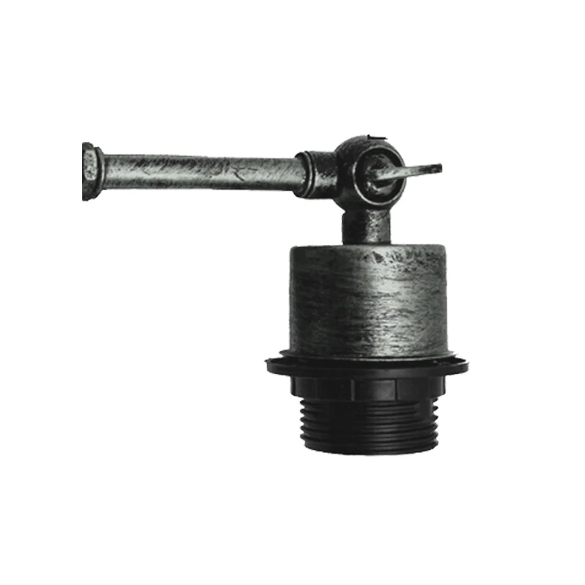 Industrial pipe wall sconce with galvanised metal finish and E27 lamp holder mounted on a plain wall